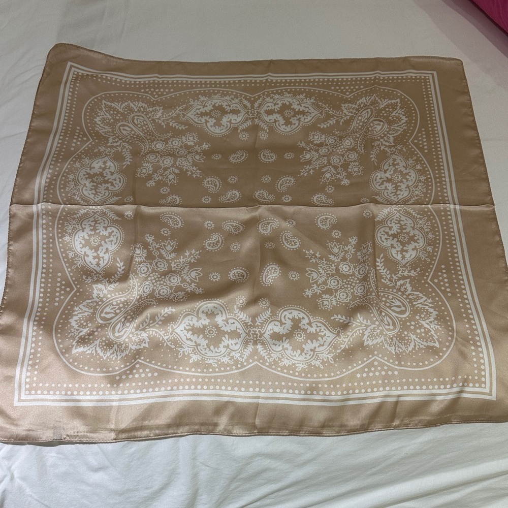 Tan and White Scarf Top